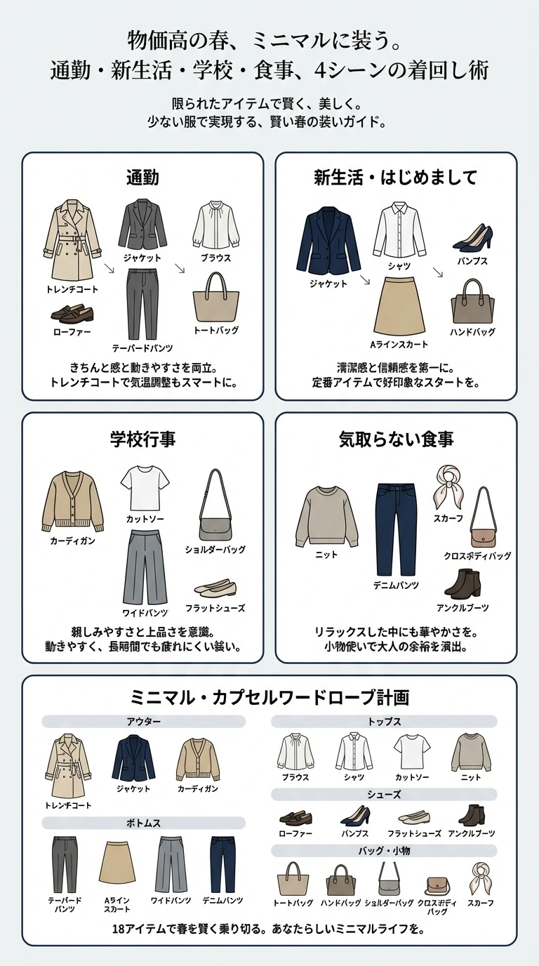 少ない服で春の4シーンを回すワードローブガイド