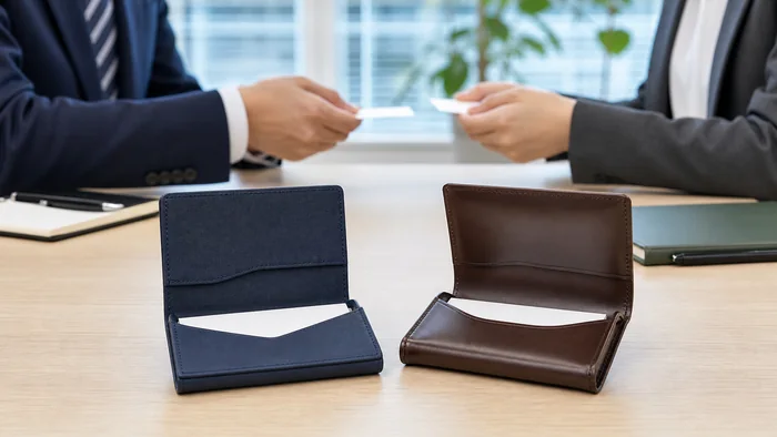 3,000円前後と3万円前後の名刺入れを仕事目線で比較する日本の会社員