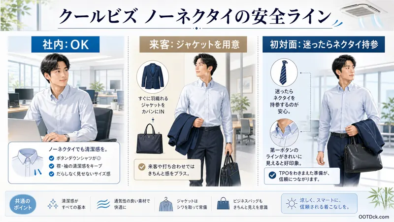 ノーネクタイの首元