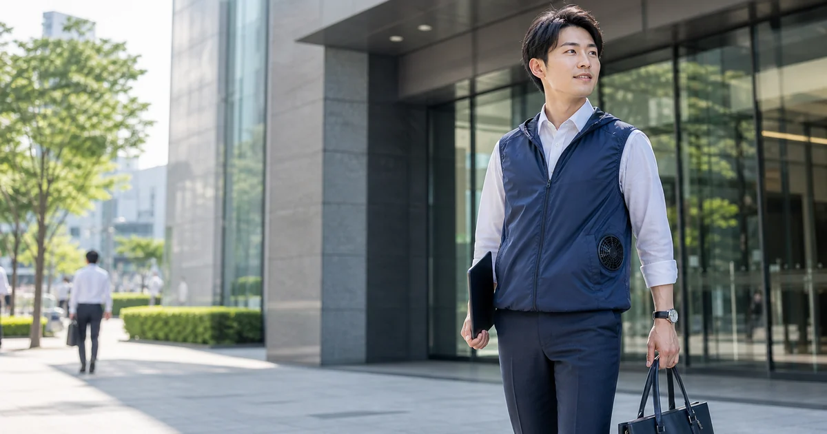 空調服とファン付きベストを通勤や会社TPOで判断する画像