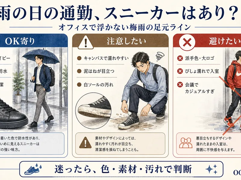 雨の日スニーカーの職場TPO