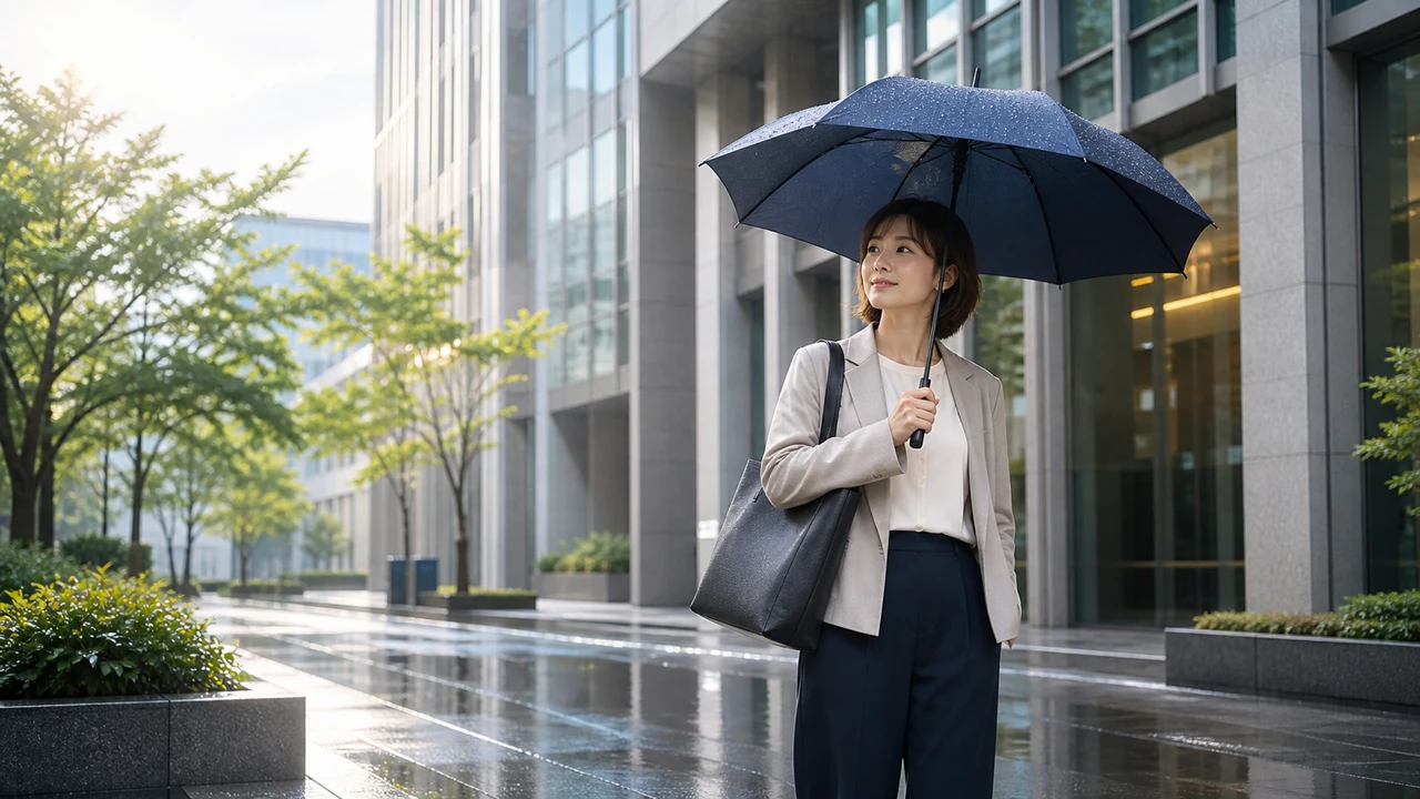 梅雨前の通勤で晴雨兼用傘を自然に使うための画像