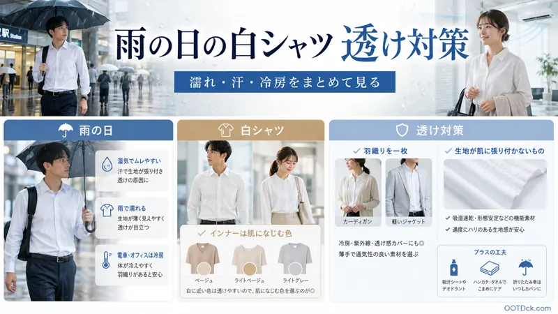 雨の日の白シャツとインナー対策