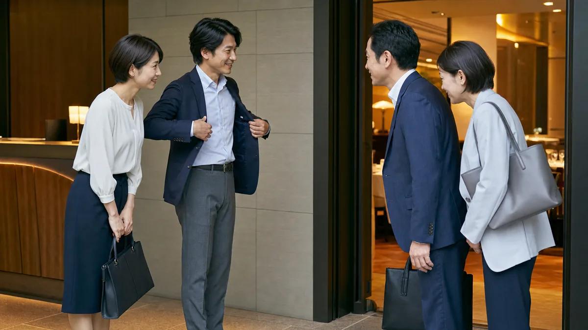 取引先との夏の会食服を招待文、会場、相手、当日の順で決める図