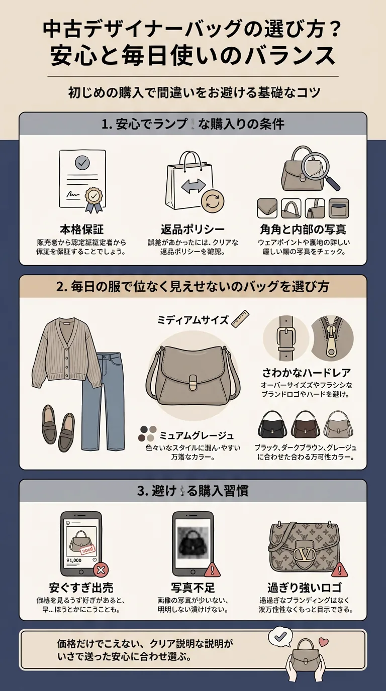 中古ブランドバッグ選びで確認したい条件と、普段使いしやすい選び方をまとめたガイド
